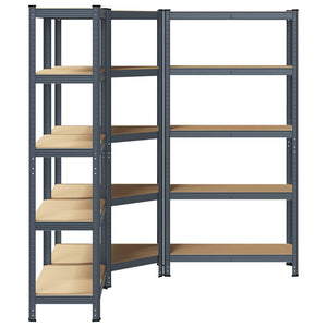 vidaXL 3 Piece 5-Layer Shelves Set Anthracite Steel&Engineered Wood