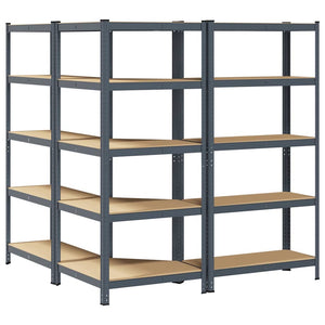 vidaXL 3 Piece 5-Layer Shelves Set Anthracite Steel&Engineered Wood