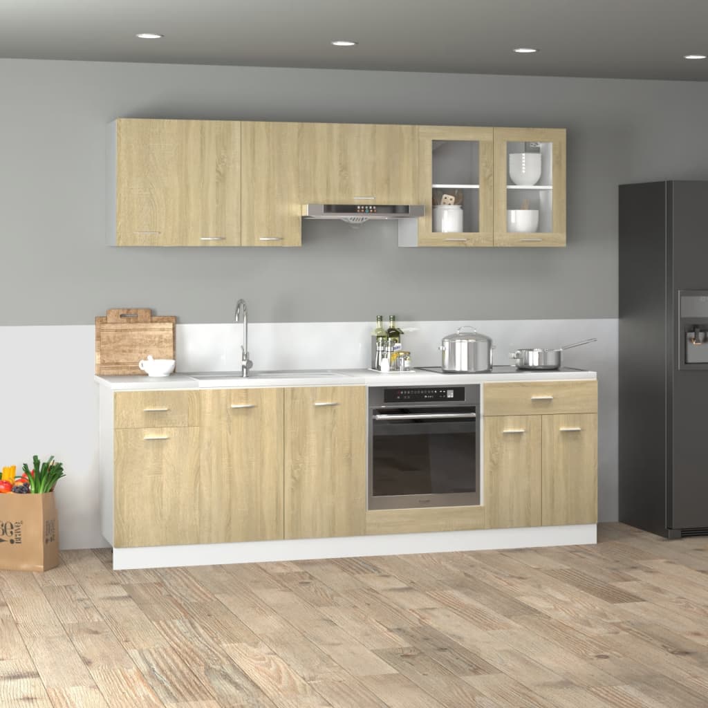vidaXL 8 Piece Kitchen Cabinet Set Lyon  Sonoma Oak Engineered Wood