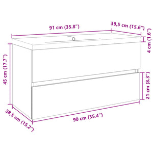 vidaXL 2 Piece Bathroom Furniture Set Ceramic and Engineered Wood