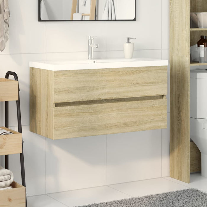 vidaXL 2 Piece Bathroom Furniture Set Ceramic and Engineered Wood