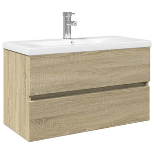 vidaXL 2 Piece Bathroom Furniture Set Ceramic and Engineered Wood