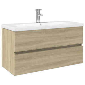 vidaXL 2 Piece Bathroom Furniture Set Ceramic and Engineered Wood