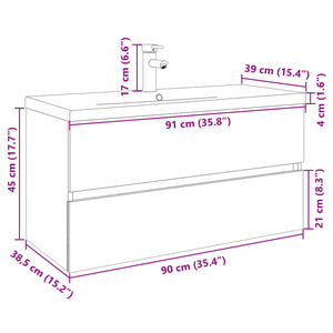 vidaXL 2 Piece Bathroom Furniture Set Ceramic and Engineered Wood