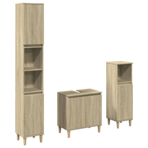 vidaXL 3 Piece Bathroom Furniture Set Sonoma Oak Engineered Wood