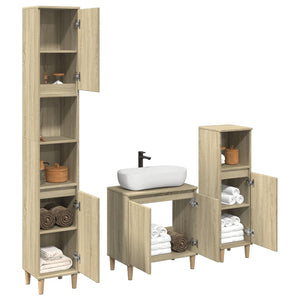 vidaXL 3 Piece Bathroom Furniture Set Sonoma Oak Engineered Wood