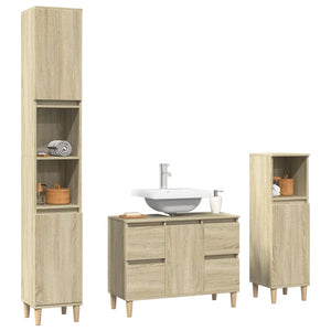 vidaXL 3 Piece Bathroom Furniture Set Sonoma Oak Engineered Wood