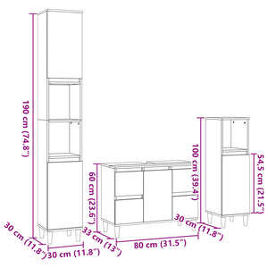 vidaXL 3 Piece Bathroom Furniture Set Sonoma Oak Engineered Wood