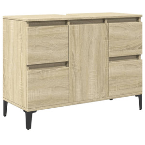 vidaXL 3 Piece Bathroom Furniture Set Sonoma Oak Engineered Wood