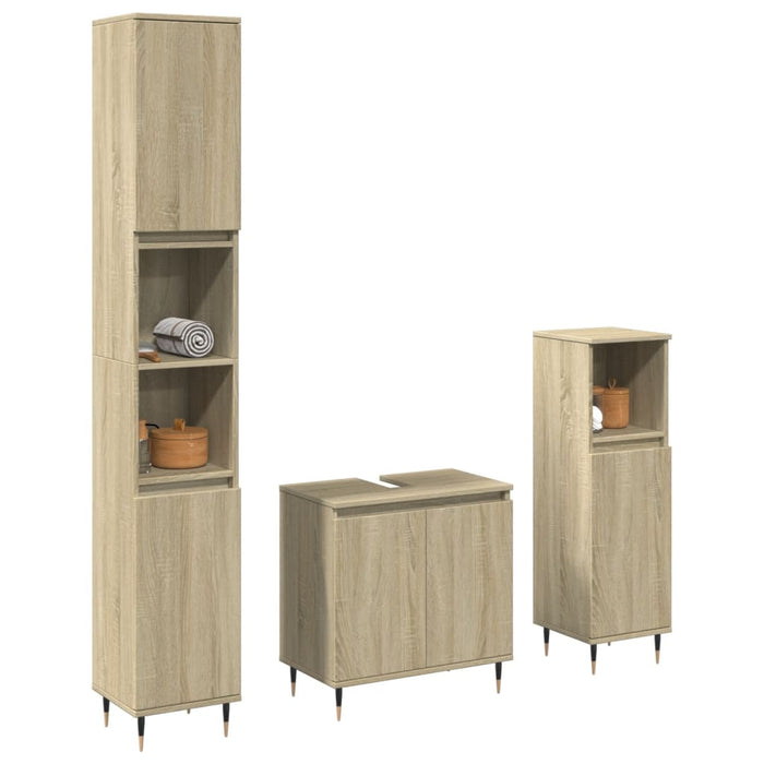 vidaXL 3 Piece Bathroom Furniture Set Sonoma Oak Engineered Wood