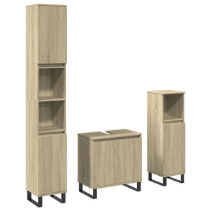 vidaXL 3 Piece Bathroom Furniture Set Sonoma Oak Engineered Wood