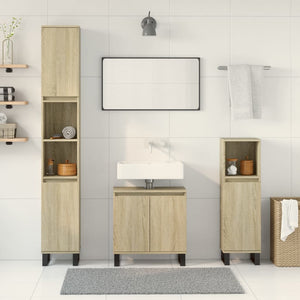 vidaXL 3 Piece Bathroom Furniture Set Sonoma Oak Engineered Wood