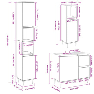 vidaXL 3 Piece Bathroom Furniture Set Sonoma Oak Engineered Wood