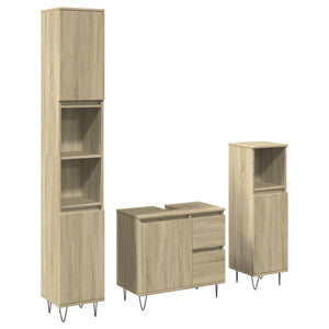 vidaXL 3 Piece Bathroom Furniture Set Sonoma Oak Engineered Wood