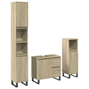 vidaXL 3 Piece Bathroom Furniture Set Sonoma Oak Engineered Wood