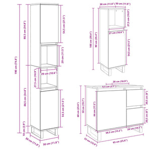 vidaXL 3 Piece Bathroom Furniture Set Sonoma Oak Engineered Wood