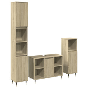 vidaXL 3 Piece Bathroom Furniture Set Sonoma Oak Engineered Wood