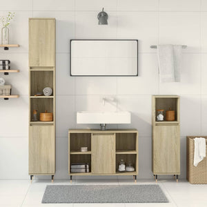 vidaXL 3 Piece Bathroom Furniture Set Sonoma Oak Engineered Wood