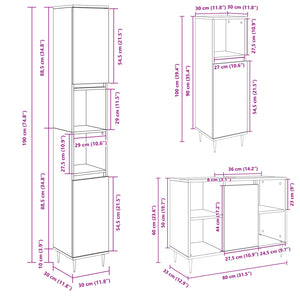 vidaXL 3 Piece Bathroom Furniture Set Sonoma Oak Engineered Wood