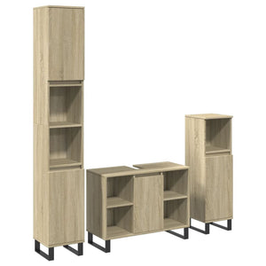 vidaXL 3 Piece Bathroom Furniture Set Sonoma Oak Engineered Wood