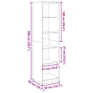 vidaXL Wardrobe Grey Sonoma 50x50x200 cm Engineered Wood