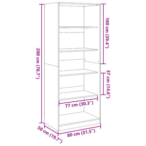 vidaXL Wardrobe Sonoma Oak 80x50x200 cm Engineered Wood