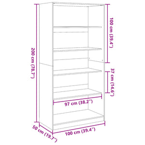 vidaXL Wardrobe Concrete Grey 100x50x200 cm Engineered Wood