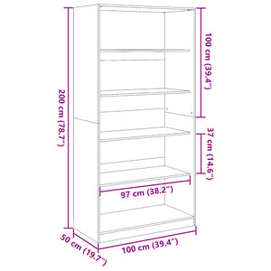 vidaXL Wardrobe Grey Sonoma 100x50x200 cm Engineered Wood