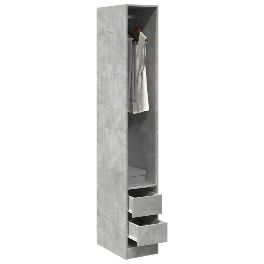 vidaXL Wardrobe Concrete Grey 30x50x200 cm Engineered Wood