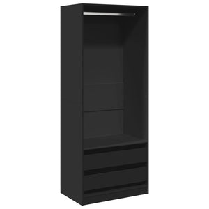 vidaXL Wardrobe Black 80x50x200 cm Engineered Wood