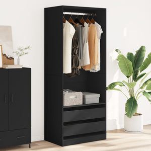 vidaXL Wardrobe Black 80x50x200 cm Engineered Wood