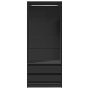 vidaXL Wardrobe Black 80x50x200 cm Engineered Wood