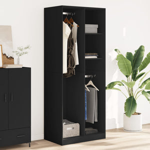 vidaXL Wardrobe Black 80x50x200 cm Engineered Wood