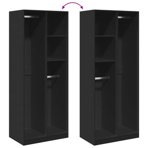 vidaXL Wardrobe Black 80x50x200 cm Engineered Wood