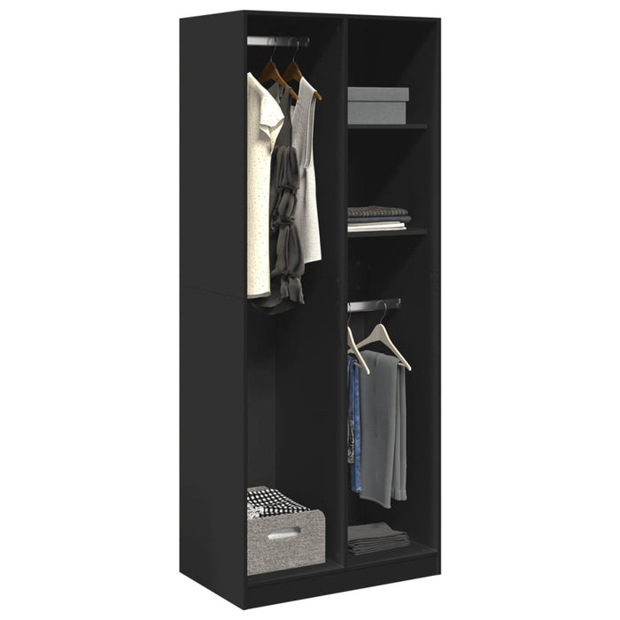 vidaXL Wardrobe Black 80x50x200 cm Engineered Wood