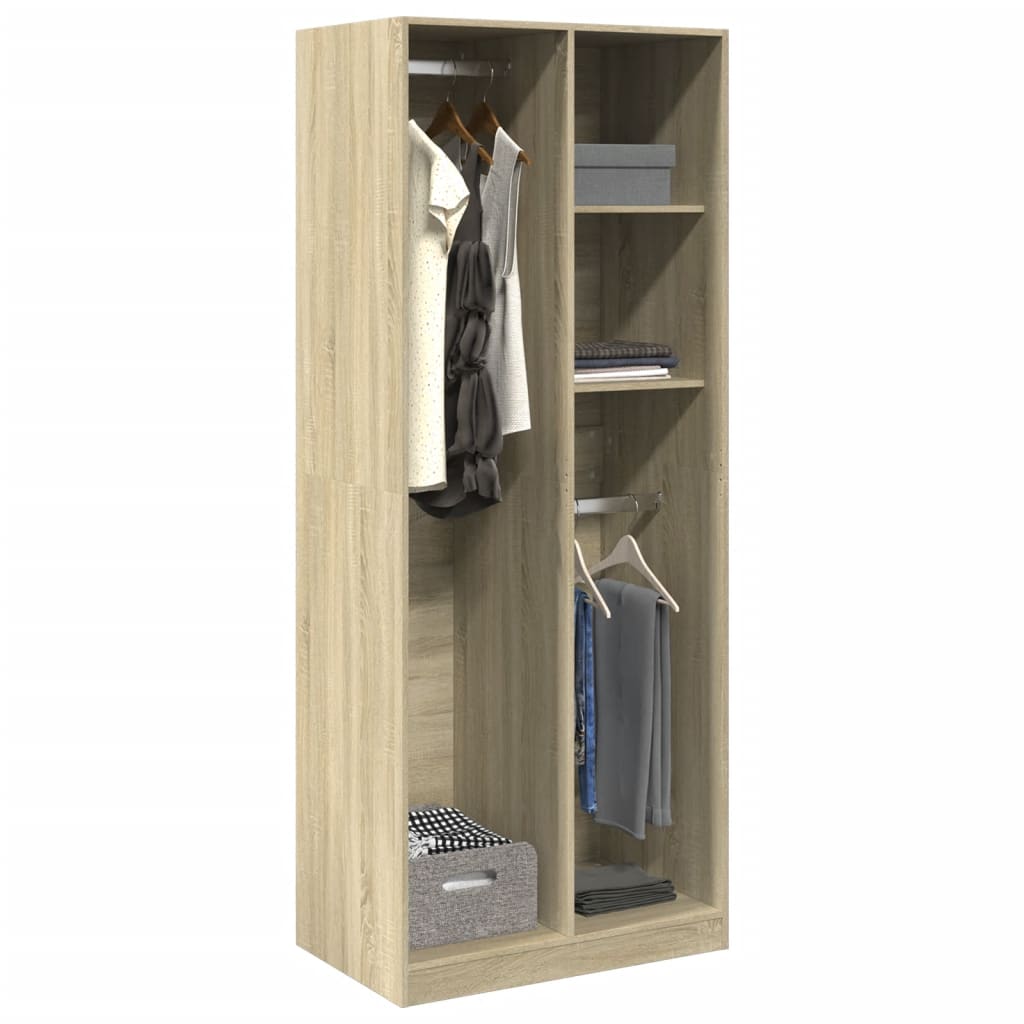 vidaXL Wardrobe Sonoma Oak 80x50x200 cm Engineered Wood