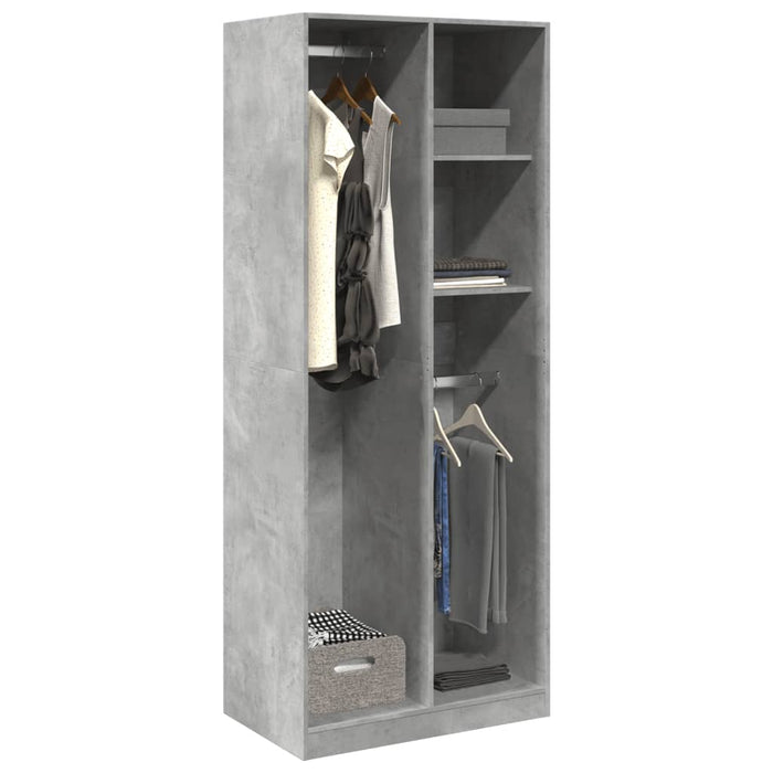 vidaXL Wardrobe Concrete Grey 80x50x200 cm Engineered Wood