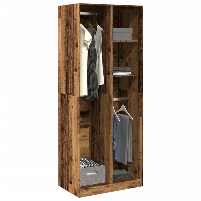 vidaXL Wardrobe Old Wood 80x50x200 cm Engineered Wood