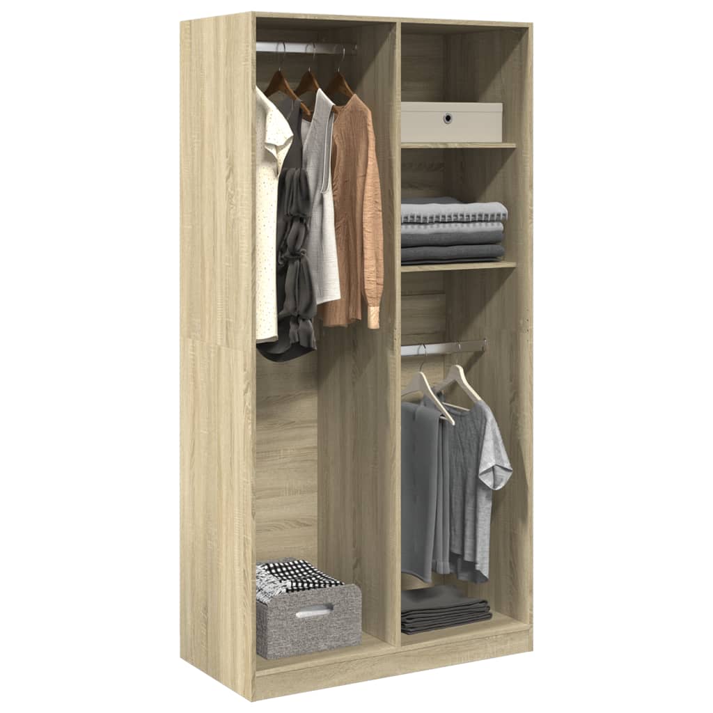 vidaXL Wardrobe Sonoma Oak 100x50x200 cm Engineered Wood