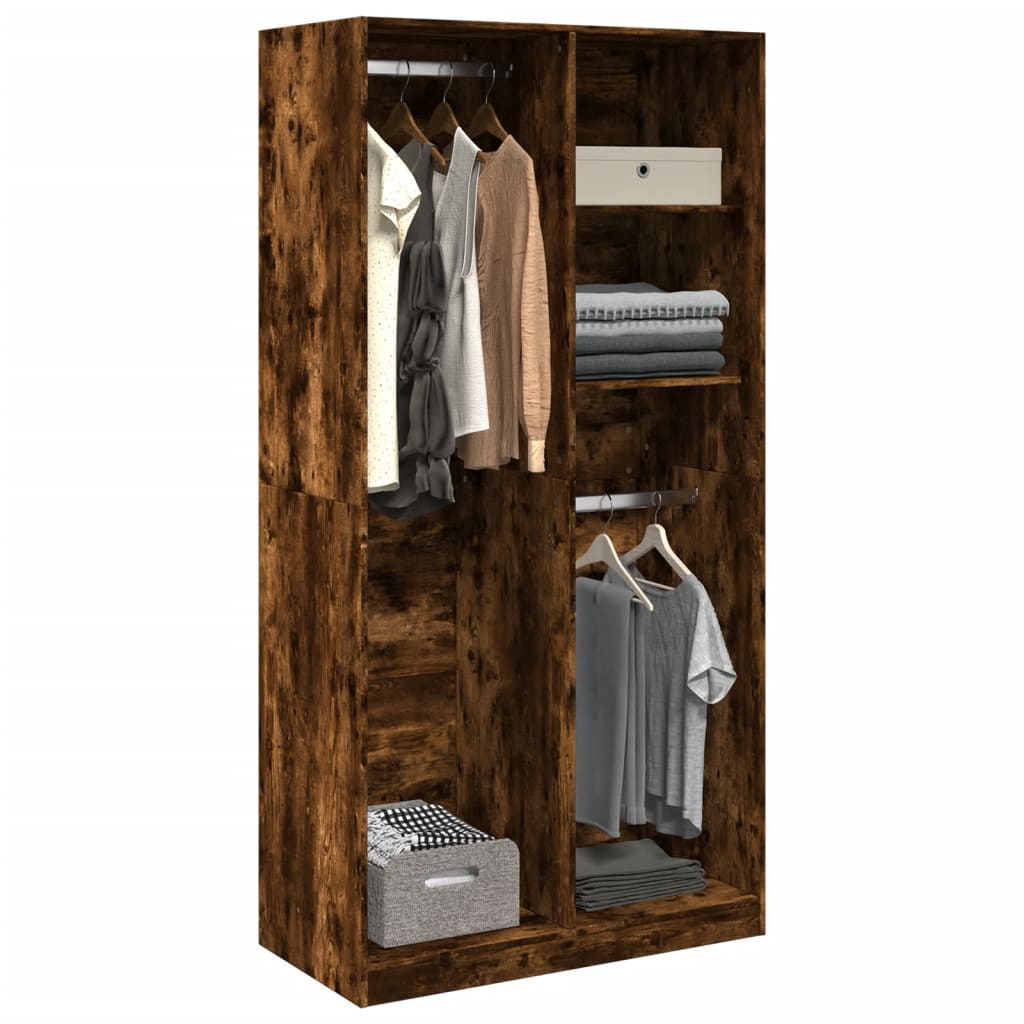 vidaXL Wardrobe Smoked Oak 100x50x200 cm Engineered Wood