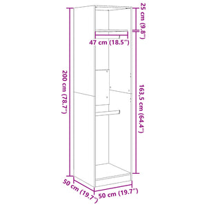 vidaXL Wardrobe Black 50x50x200 cm Engineered Wood