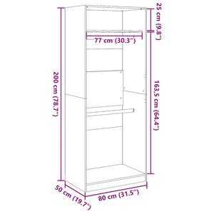 vidaXL Wardrobe Sonoma Oak 80x50x200 cm Engineered Wood