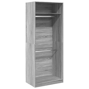 vidaXL Wardrobe Grey Sonoma 80x50x200 cm Engineered Wood