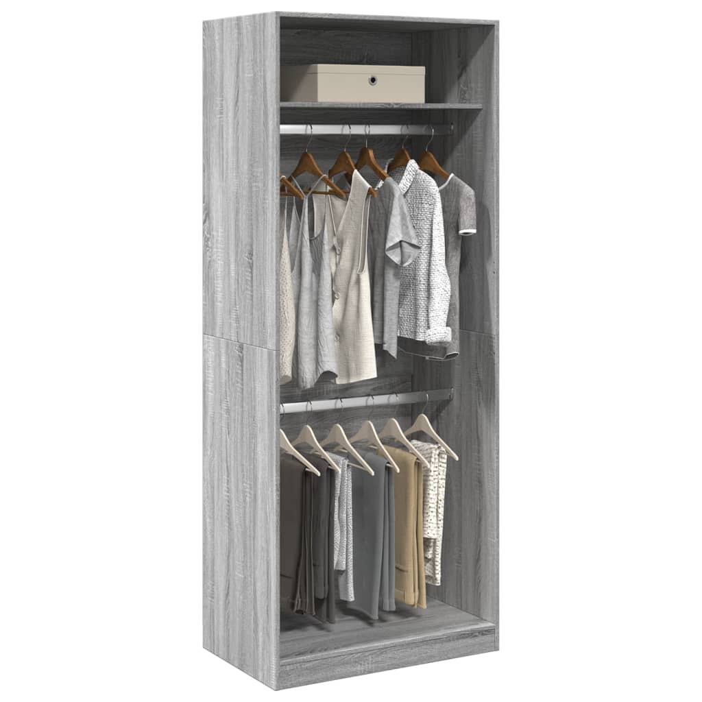 vidaXL Wardrobe Grey Sonoma 80x50x200 cm Engineered Wood