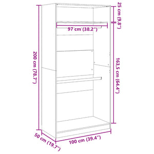 vidaXL Wardrobe White 100x50x200 cm Engineered Wood