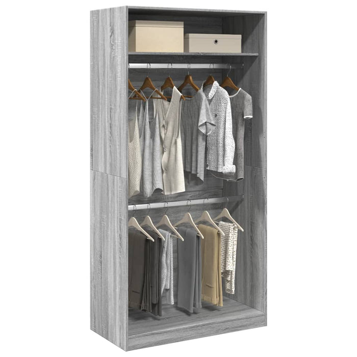 vidaXL Wardrobe Grey Sonoma 100x50x200 cm Engineered Wood