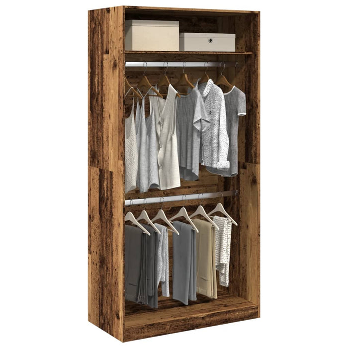 vidaXL Wardrobe Old Wood 100x50x200 cm Engineered Wood