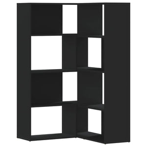 vidaXL Corner Bookcase 4-Tier Black 85x85x140 cm Engineered Wood