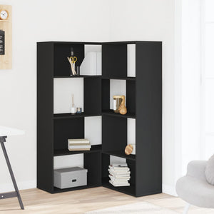 vidaXL Corner Bookcase 4-Tier Black 85x85x140 cm Engineered Wood