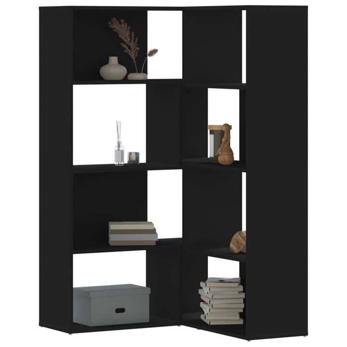 vidaXL Corner Bookcase 4-Tier Black 85x85x140 cm Engineered Wood